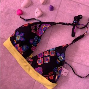 Rampage NWOT Bikini Top Neon Yellow & Multicolored